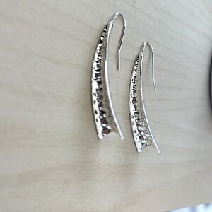 Silver Hammered Dangle Earrings
